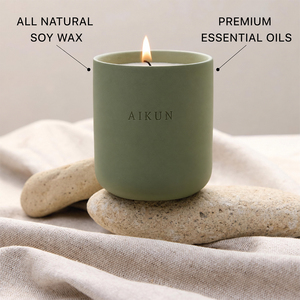 Bougie en cire de soja écologique AIKUN, fabriquée en usine sous marque privée, dans un pot en céramique de luxe, parfumée sur mesure pour les collections de spa. - Product Image 2