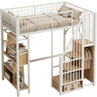 Lit mezzanine inclinable moderne - Cadre en métal et bois, taille double/grand lit, rembourrage personnalisé, design gain de place pour chambre, hôtel, appartement