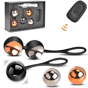 Bolas de kegel vibratorias de Metal, masturbadores eléctricos con control remoto, productos sexuales, bolas de kegel de metal - Product Image 2