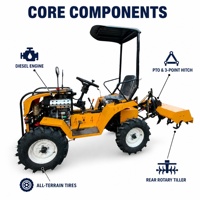 Planteuse de maïs autoportée 4x4 Diesel 15 CV 18 CV avec attelage 3 points et démarrage électrique, machine agricole pour petite exploitation
