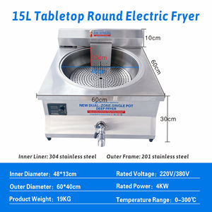 <span class=keywords><strong>Friteuse</strong></span> Ronde Double Température Hansu 15L avec Affichage Numérique et Contrôle de Température, Facile à Démonter, en Acier Inoxydable SUS304, Machine à Snacks Électrique - Product Image 2
