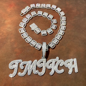 FOXI collana <span class=keywords><strong>con</strong></span> <span class=keywords><strong>nome</strong></span> personalizzato stile Hip Hop <span class=keywords><strong>argento</strong></span> Bling ghiacciato catena a maglie cubane per uomo e donna regalo perfetto - Product Image 4