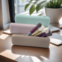 Großhandel Silikon Make-up Taschen Staub dichte Augenbrauen Bleistift Make-up Pinsel Aufbewahrung taschen Mit Reiß verschluss Wasserdichte Reise Kosmetik Taschen