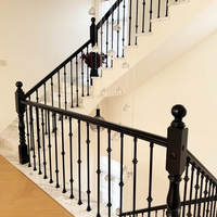 Rampe d'escalier moderne minimaliste en métal noir mat, facile à installer comme balustre pour escaliers intérieurs de villa