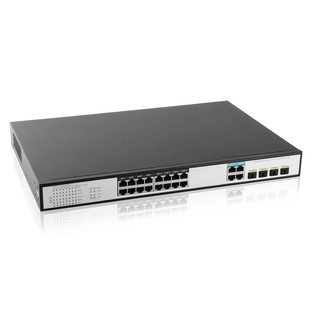 DHCP OEM 16CH GE 4SFP 4 Gigabit 1000Mbps Ethernet Switch 1U 19' Matel Rack Mount L2 Managed VLAN Network Switch