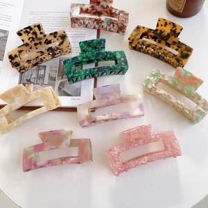 कस्टम धारी सेलूलोज़ एसीटेट बाल पंजा क्लिप आयत महिलाओं के लिए 12cm अतिरिक्त बड़े बाल क्लिप पंजा - Product Image 6