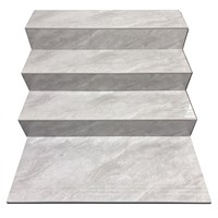 Carreaux d'escalier en porcelaine gris clair brillant, veiné marbre, rectangulaires, antidérapants, pour intérieur et extérieur, salle de bain, marches d'escalier domestiques