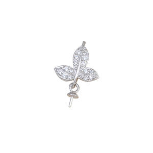 Pendentif en argent S925 pour femme, feuille avec perle, accessoires de bijoux personnalisés, tendance, produit semi-fini 1796 - Product Image 5