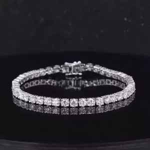 Moissanite Round Brilliant Tennis <b>Bangle</b> <b>Bracelet</b> 925 Sterling <b>Silver</b> Classic Sparkle Elegant Unisex Jewelry Gift for Occasions - Product Image 4