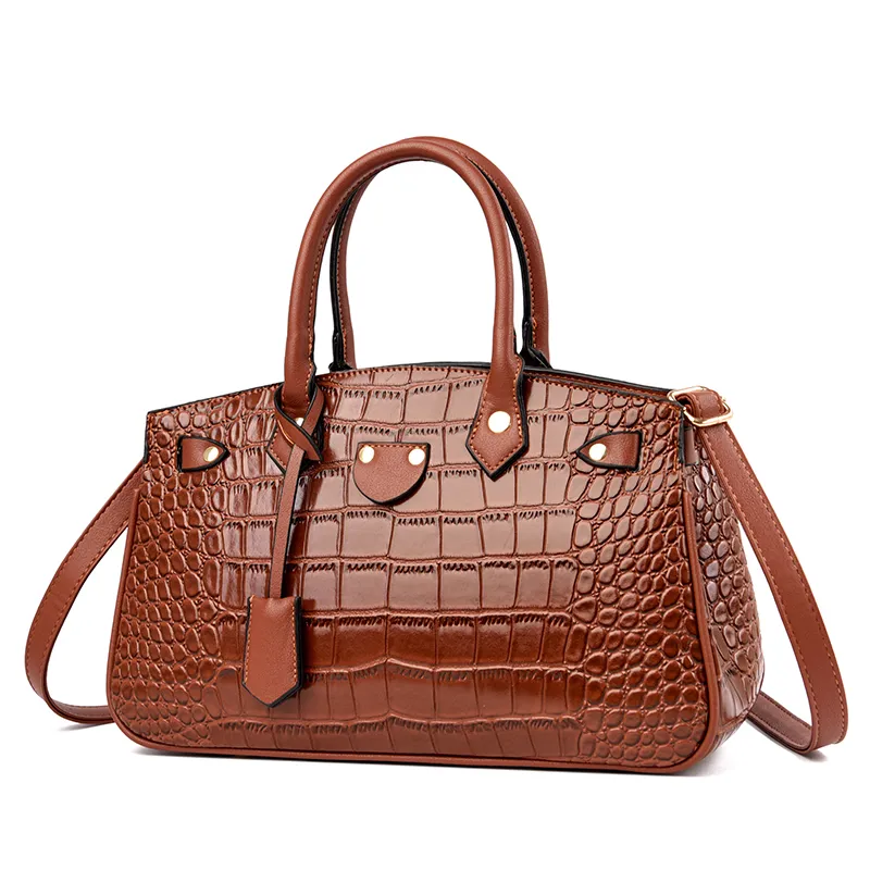 High Quality Designer Crocodile Pattern PU Leather Shoulder Bag For Women Fashion Top Handle Satchel Tote Handbag for Lady