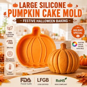 Moule à gâteau en silicone grande taille à cavité unique en forme de citrouille sans BPA, spécial Halloween, écologique et résistant à la chaleur, pour la vente en gros - Product Image 6