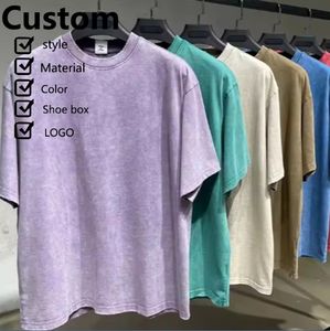 T-shirt personnalisé en jersey de coton 100% délavé à l'acide T-shirt vierge de luxe vintage surdimensionné pour hommes - Product Image 1