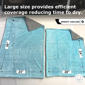 Superior Absorbency 1400 GSM Microfiber Car Drying Towel 20X40 Inches No Streaks Aqua <strong>Plush</strong> Detailing Dry Cloth <strong>Cleaning</strong> Cloths - Product Image 2