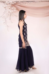 Women Ethnic Embroidered Kurta With Sharara And Dupatta Navy Blue Traditional Party Wear Indian Pakistani Clothing - Product Image 2