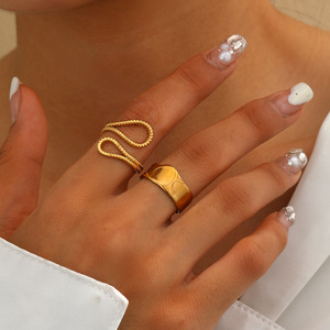 Stainless <b>Steel</b> <b>Rings</b> Vintage Exquisite Geometric Adjustable Open <b>Ring</b> for Women Jewelry Banquet Gifts Non-fading High-quality - Product Image 3