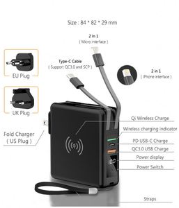 PD22.5W/20W Fast <b>Charging</b> 10000Mah Portable Magnetic Wireless Charger 3-In-1 Adapter Power Bank Built-In 2 Cables LED Display - Product Image 3