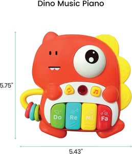 Juguete de Piano con Luces de Dinosaurio EPT, Teclas de Do, Re, <span class=keywords><strong>Mi</strong></span> Coloridas, Canciones de Cuna, Control de Volumen, Anillos Táctiles, Aprendizaje Sensorial para Niños Pequeños - Product Image 2
