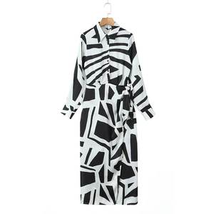 TAOP&ZA Nouvelle Collection Printemps 2026 – <span class=keywords><strong>Robe</strong></span> Élégante en <span class=keywords><strong>Satin</strong></span> Imprimé Zèbre à Boutonnage Simple et Ceinture à Nouer pour Femme 2443 - Product Image 1
