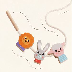 Juego de Bloques de Animales de Madera para Enhebrar y Enlazar, Juguete Educativo Temprano Creativo para Niños - Product Image 5