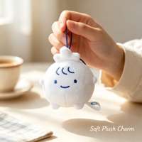 Porte-clés tendance en peluche ronde en forme de pain vapeur, souvenirs Kawaii, poupées en peluche Squish personnalisées