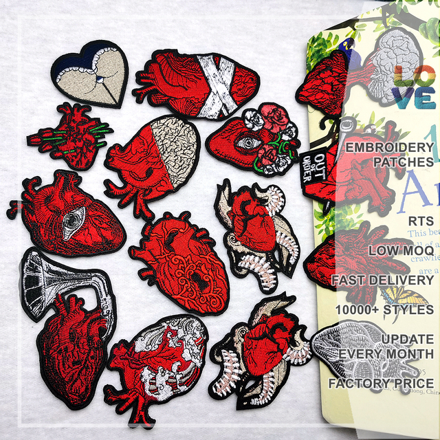Best Sale Fashion Garment Embroidered Accessories Iron on Big Heart 3D Embroidery Patches for Clothing