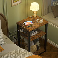 Ensemble de table d'appoint/de chevet pour canapé, 2 ports USB pour station de charge, étagère de rangement étroite à 3 niveaux, mobilier pour hôtel et maison