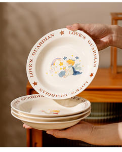Cute 8-inch Soup <b>Plate</b>, <b>Ceramic</b> <b>Plate</b>, Home Ins-style Breakfast <b>Plate</b>, Cream-style Tableware - Product Image 6