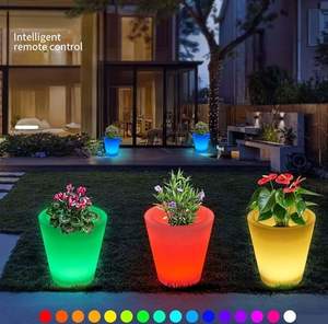 Vaso de Flor Redondo Iluminado LED à Prova d'Água IP65 Recarregável 16 Cores Plástico Leve para Uso em Casa e Jardim - Product Image 4