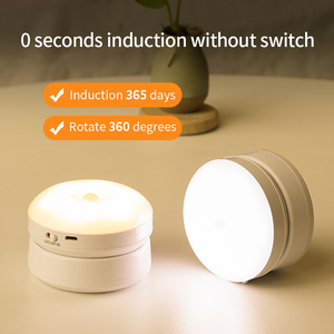 Wireless Round <b>Motion</b> <b>LED</b> Night <b>Light</b> USB Charging Cabinet Night Lamp Bedside Table for Bedroom Home Closet <b>Sensor</b> <b>Lights</b> - Product Image 3