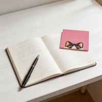 Blocs-notes mignons à motif de chat rose, jaune, bleu, notes adhésives colorées pour le bureau