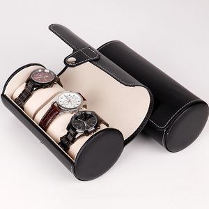 Boîte à montres 3 cylindres en cuir PU, vente en gros, haut de gamme, <span class=keywords><strong>pour</strong></span> <span class=keywords><strong>bijoux</strong></span> et montres, emballage de présentation - Product Image 1