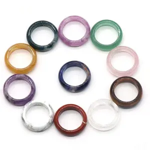 Wholesale Natural Agate Gemstone Ring Crystals Healing Stone Rose Quartz Amethyst Rings For Gifts