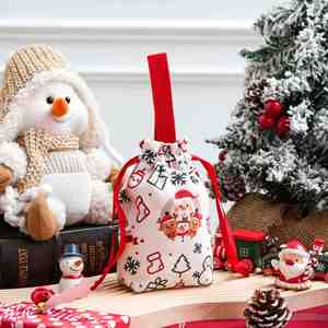 Customized Christmas Canvas Drawstring Storage Bags Handheld Feature for Festival Decoration Business <b>Gift</b> Packaging Featuring - Product Image 6
