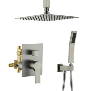Cross-border North America 10inch Concealed Ceiling-Mounted Stainless Steel Chrome Handheld Overhead Shower <b>Set</b> Rain <b>Spray</b> for B - Product Image 4