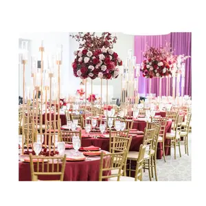 Rosebehindyou OEM table 60cm Burgundy rose artificial flower ball arch frame centerpieces for wedding decoration