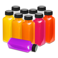 Bouteille de Jus en Plastique avec Bouchon de 2oz, 4oz, 6oz, 8oz, 12oz, 16oz. Bouteilles de Jus Carrées de 60ml, 120ml, 250ml, 350ml avec Capsules Inviolables