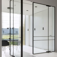 Porte pivotante en verre à rupture de pont thermique en alliage d'aluminium de qualité commerciale, isolation acoustique pour chambre à coucher, bureau, espace intérieur