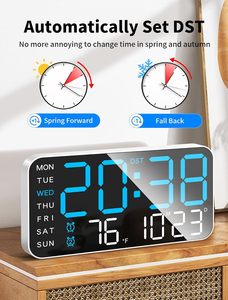 Large <b>LED</b> <b>Wall</b> <b>Clock</b> Temperature Humidity Monitor with Ambient Light Multi Function Digital <b>Clock</b> - Product Image 4