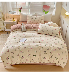 Juego de cuatro piezas de funda de edredón, sábana ajustable y funda de almohada de algodón lavable, grueso y seguro para bebés, Clase A - Product Image 6