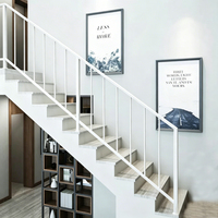 Kit complet de balustrade métallique intérieure résidentielle, couleur personnalisée, main courante en aluminium à lattes verticales pour projet de rénovation d'escalier domestique