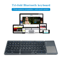 Clavier sans fil universel pliable mini trois systèmes avec pavé tactile en plastique certifié CE FCC ROHS pour tablette et téléphone