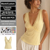 Camiseta sin mangas con cuello en V y encaje de punto para mujer, sexy, con lazo en la espalda, estilo casual.