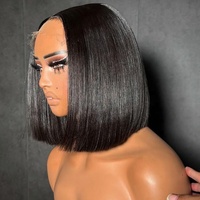 Perruques courtes bob en cheveux humains 100% vierges avec cuticules alignées, perruques frontales en dentelle sans colle pré-épilées pour femme