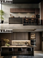 Lemari Dapur Melamin Putih Bentuk L Gaya Eropa Modern Mewah Pesanan Khusus Kedatangan Baru Pintu Lacquer Laci Keranjang Laci