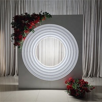 Fournitures de décoration de mariage moderne 3D multicouche ronde fond mur blanc métal Photo toile de fond décoration de scène de mariage