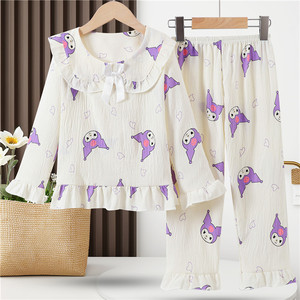 <span class=keywords><strong>Pigiama</strong></span> a Maniche Lunghe per Ragazze, Morbido con Stampa Cartoon, 2-15 Anni, Abbigliamento da Notte Primaverile per Bambine e Adolescenti - Product Image 5