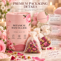 Teh Mandi Herbal Alami Berlabel Pribadi OEM, Kantong Teh Mandi Bunga Mawar Lavender Chamomile untuk Spa di Rumah