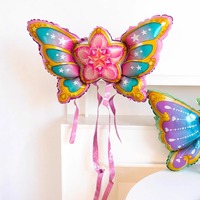 Ailes de fée papillon avec ballon à tenir, pour filles, idéal pour marché nocturne, stand, ou comme accessoire photo pour célébrités d'Internet