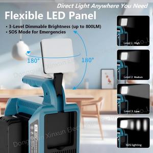 Chargeur portable 550W pour batteries Makita/DeWalt/Milwaukee 18-21V, charge rapide PD Type-C 65W, LED de charge AC Type-C pour le camping - Product Image 5