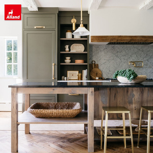 Armoires de cuisine Allandgroup de style campagnard, laquées et teintées, couleur vert olive antique, avec évier de <span class=keywords><strong>ferme</strong></span> et armoire de base - Product Image 3